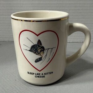 Sleep Like A Kitten Chessie in Heart Mug Cup Cartoon Character Railroad Mascot